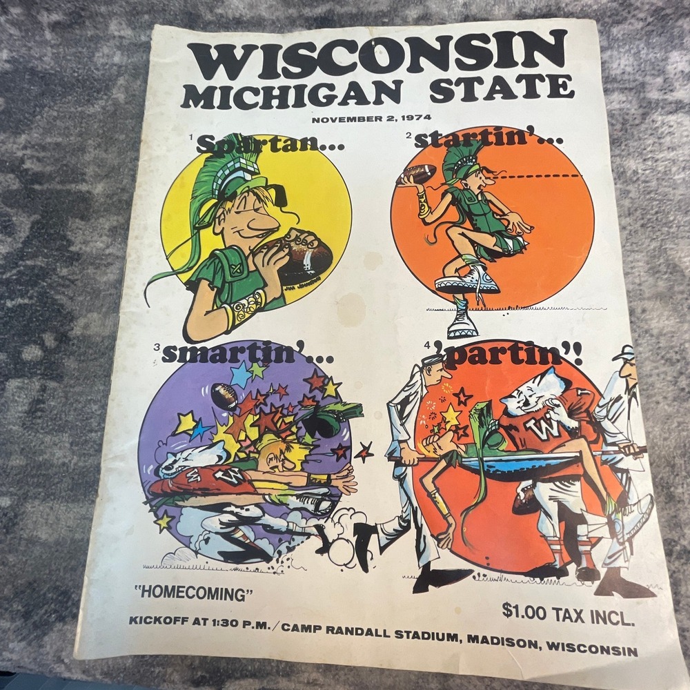 Vintage 1974 Wisconsin vs Michigan State Football Program Homecomingโ